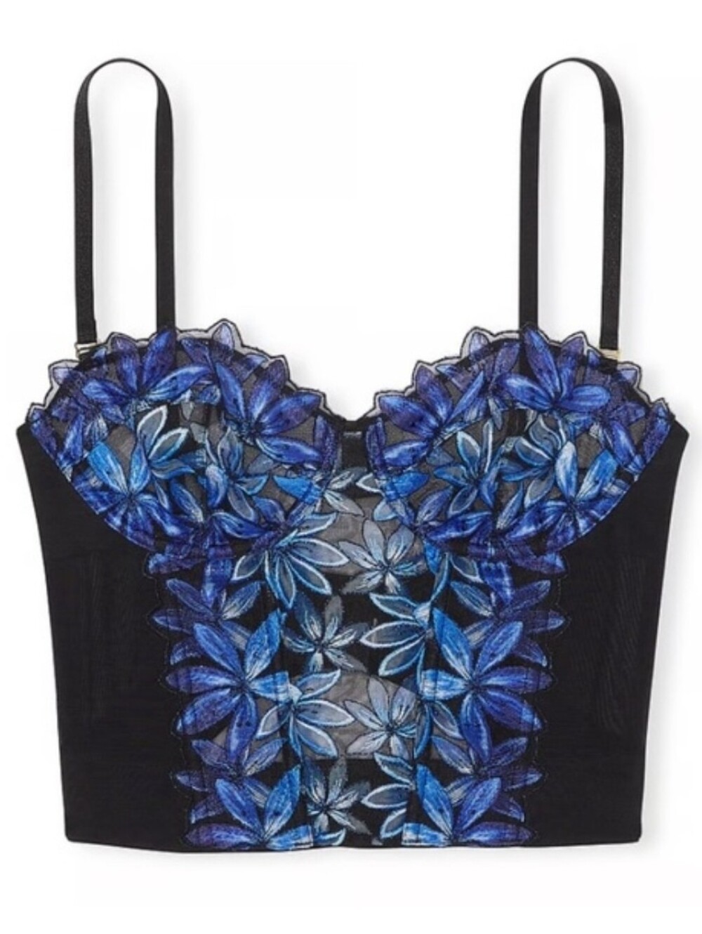 Victoria's Secret Very Sexy Ziggy Glam Floral Embroidery Unlined Corset Top 34D